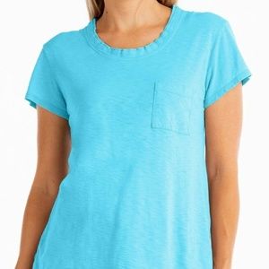 NWT New FRESH PRODUCE Bluefin Solid Blue Janey Slub T Top
